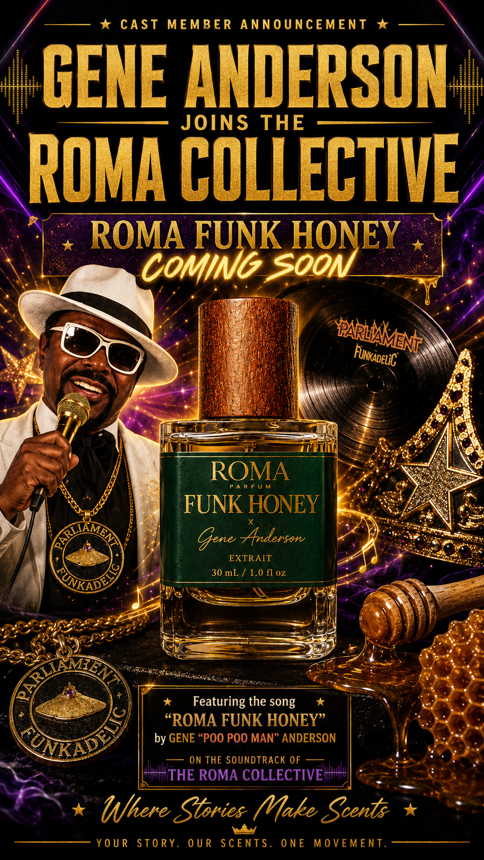 Gene “Poo Poo Man” Anderson X Roma Funk Honey 30mL (PREORDER | SIGNED BOXES)