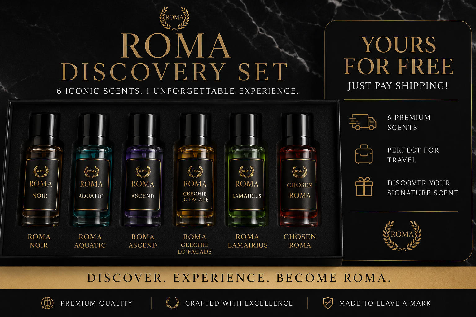 Roma Discovery Set — 6 Scents FREE, Just Pay Shipping