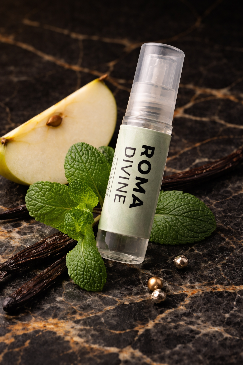 Roma Divine 2mL Extrait de Parfum Sample (40% Oil) – Unisex Mint, Vanilla & Wood